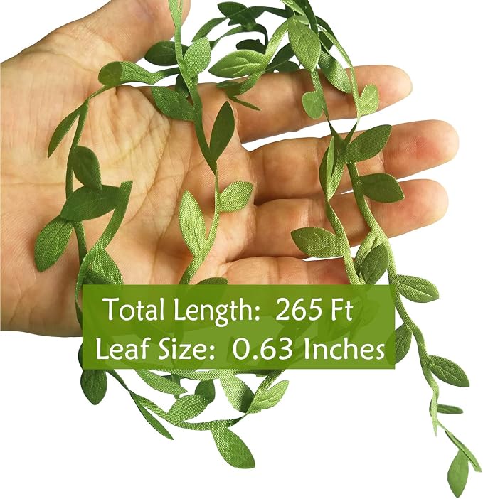 265 Ft Leaf Ribbon, Artificial Vines Leaves String Trim Ribbon Wild Jungle - Image 2