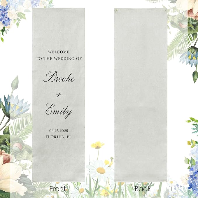 Personalized Wedding Welcome Sign Banner – Custom Couple Names & Date, Elegant - Image 5