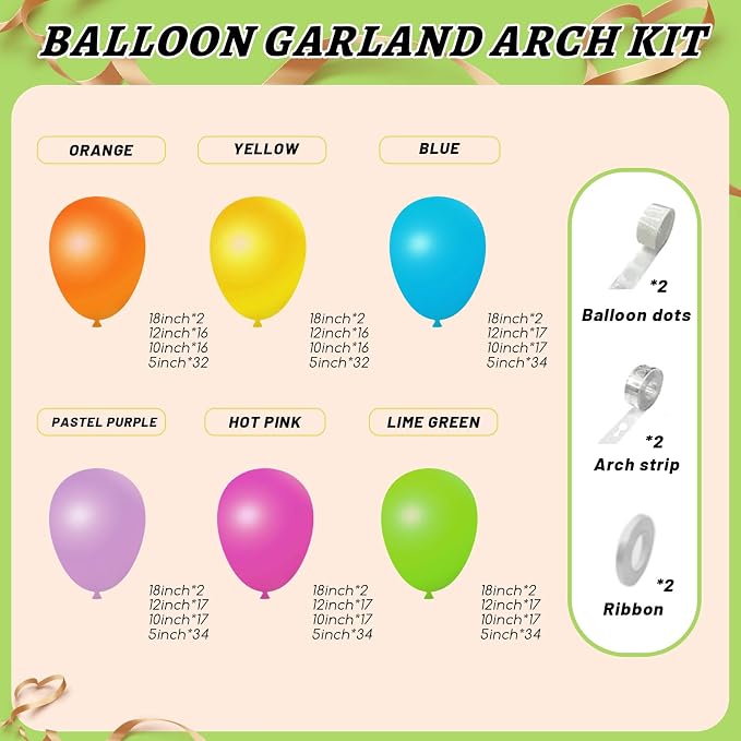 412pcs Summer Tropical Balloon Arch Garland Kit, Different Sizes 18 12 10 5inch - Image 2