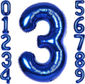 40 Inch Navy Blue Big Number 3 Balloon 0-9 Large Helium | Royal Blue 3rd by SULALABOO