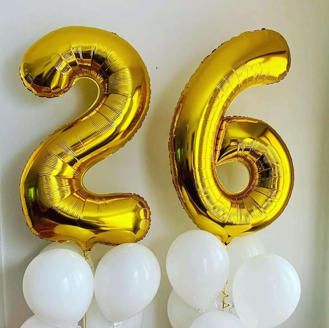 Gold 28 Number Balloons, 40 Inch Giant Number 28 Balloons Foil Mylar Helium - Image 3