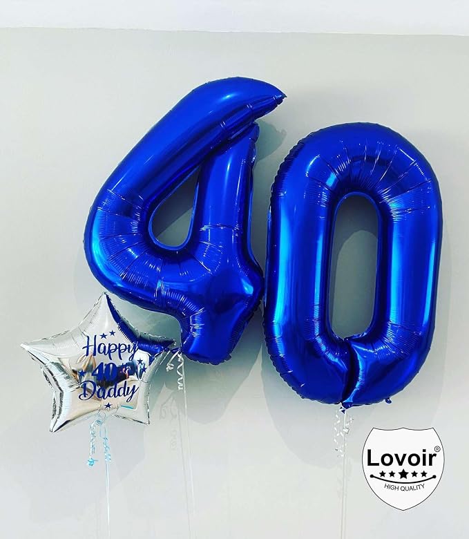 Navy Blue 40 Number Balloons, 40 Inch Giant Number 40 Balloons Foil Mylar - Image 4