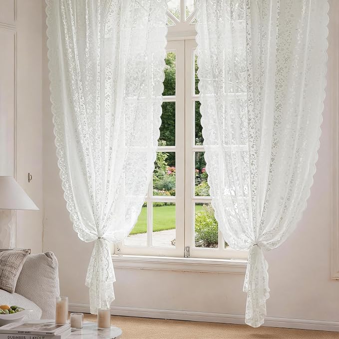 Anmao Vintage Lace Sheer Curtains 54 Inches Long - Image 7