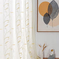 White Sheer Curtains Beige Embroidered Leaves 2 Panels 54Wx120L | Light by VISIONTEX