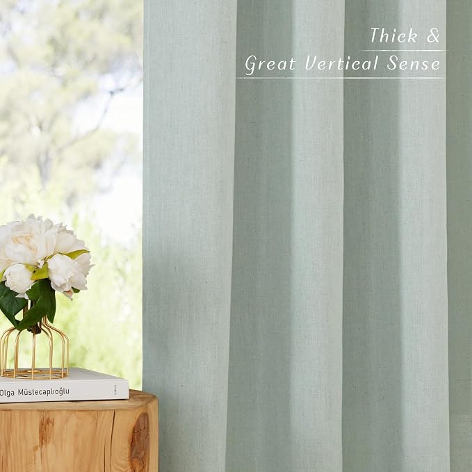 NICETOWN Linen Sage Green Curtains 96 inches Long - Image 3