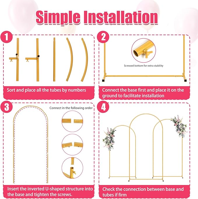 6FT Arch Backdrop Stand and White Cover Set, Wedding Arch Backdrop Stand | - Image 5