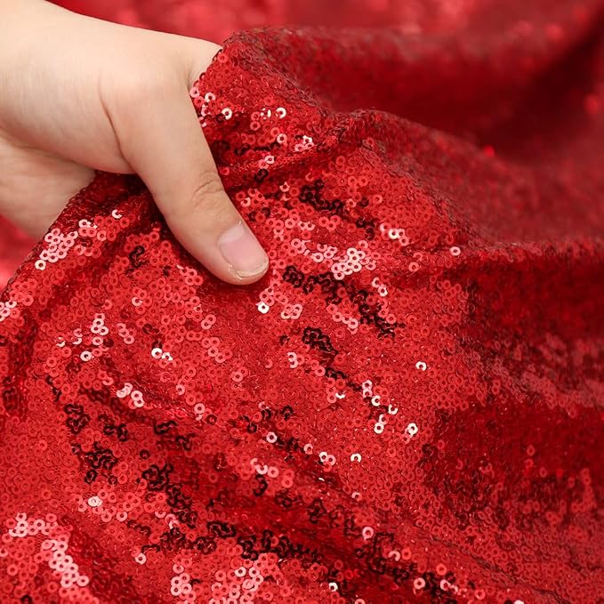 Poise3EHome Red Sequin Backdrop Curtain, 10Ft x 10Ft Red Glitter Photography - Image 4