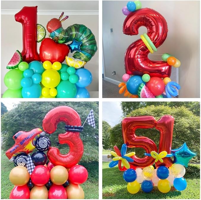 Red 14 Number Balloons, 40 Inch 14 Balloons Foil Mylar Helium Big Red 14 - Image 5