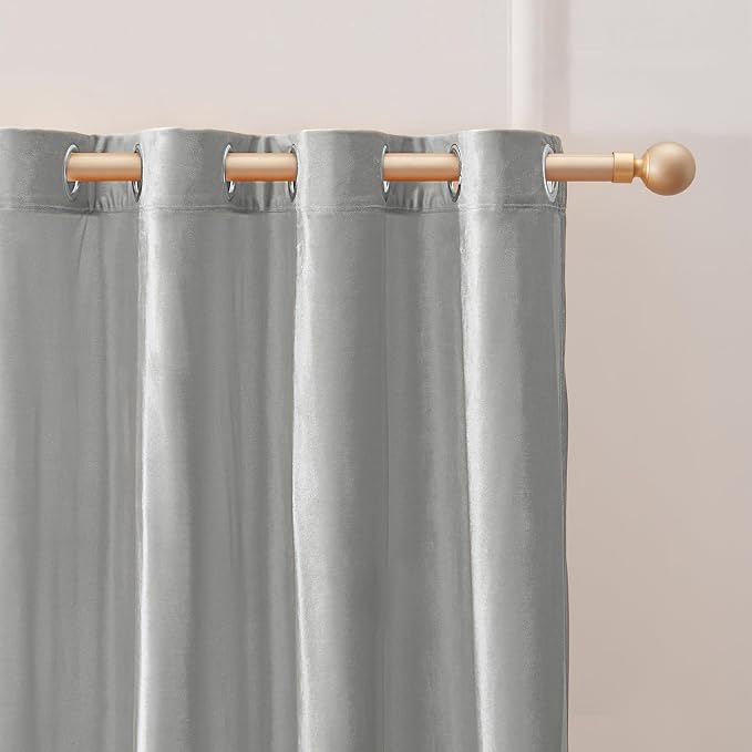 BULBUL Velvet Light Blue Blackout Curtains 90 inch Long - Image 2