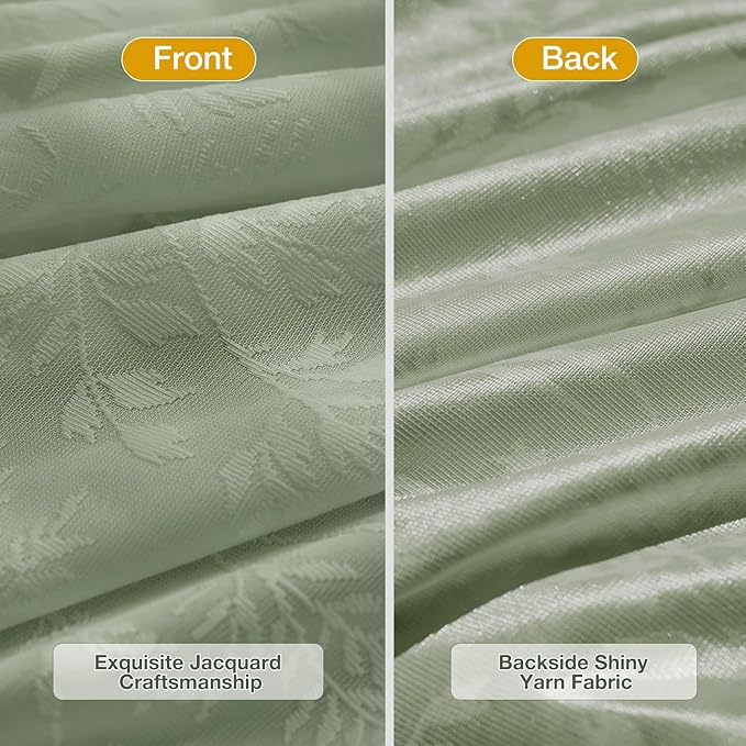 Anmao Sage Green Semi Sheer Light Filtering Curtains 84 Inches Long 2 Panels - Image 3