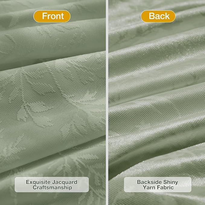 Anmao Sage Green Semi Sheer Light Filtering Curtains 90 Inches Long 2 Panels - Image 3
