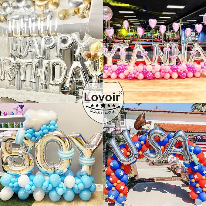 Lovoir 40 Inch Large Silver Letter V Balloons Big Size Jumbo Mylar Foil Helium - Image 4