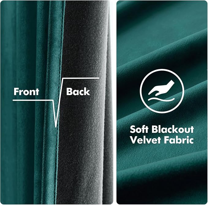 MIULEE Velvet Curtains Christmas Dark Green 52 x 84 Inch Length Set of 2 | - Image 3