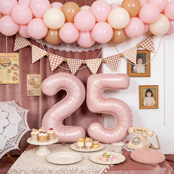40 In Matte Pink Number Balloons Helium Foil Mylar Balloon Party Digital 25 | - Image 5