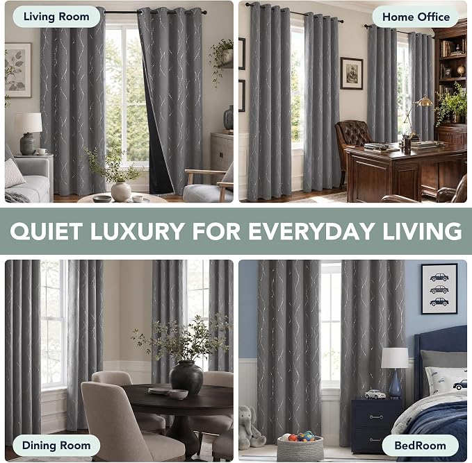 Deconovo 100% Blackout Living Room Curtains 95 Inches Long, Thermal Insulated - Image 7