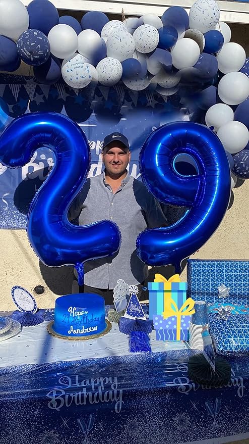 9 Balloon Numbers Party Decorations, 40In Dark Blue Balloons - Image 2