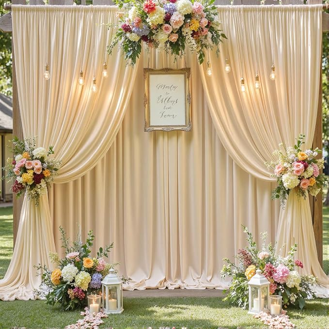60ft×12ft Wrinkle Free Champagne Backdrop Curtain - Image 7