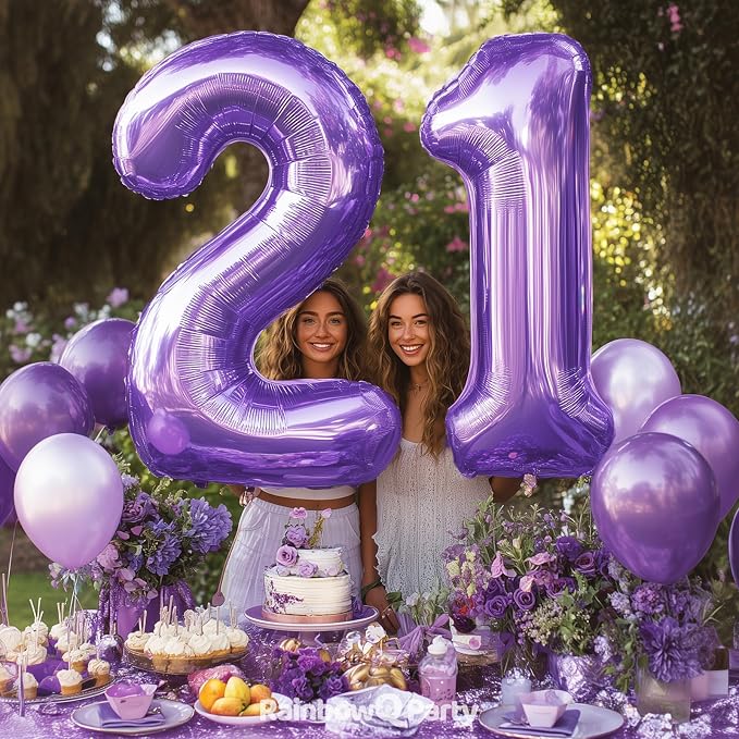RainbowQ Purple 18 Balloon Number 40 Inch 0-40 Foil Large Balloons | Big Mylar - Image 5