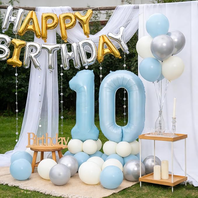 40 In Matte Blue Number Balloons Helium Foil Mylar Balloon Party Digital 39 | - Image 5