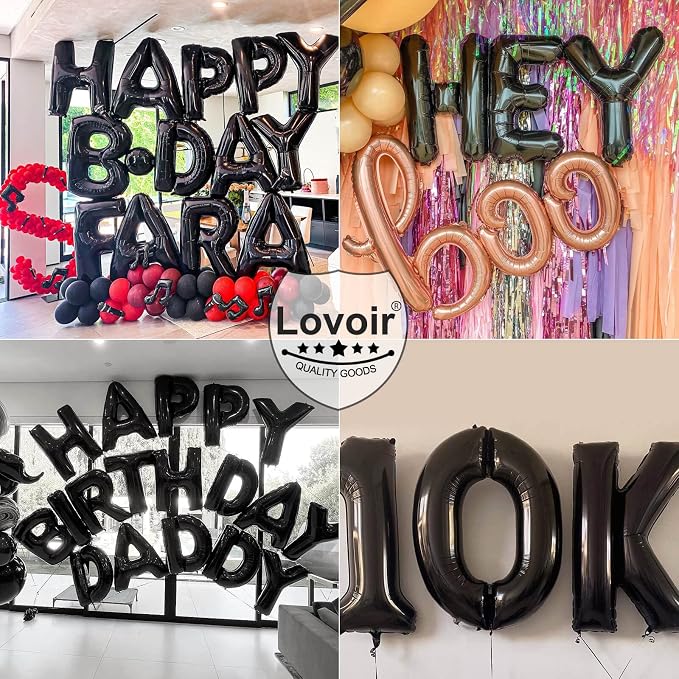 Lovoir 40 Inch Large Black Letter I Balloons Big Size Jumbo Mylar Foil Helium - Image 7