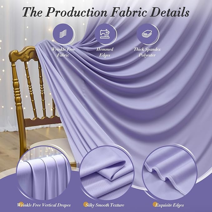 20 ft x 10 ft Wrinkle Free Lavender Backdrop Curtain - Image 7