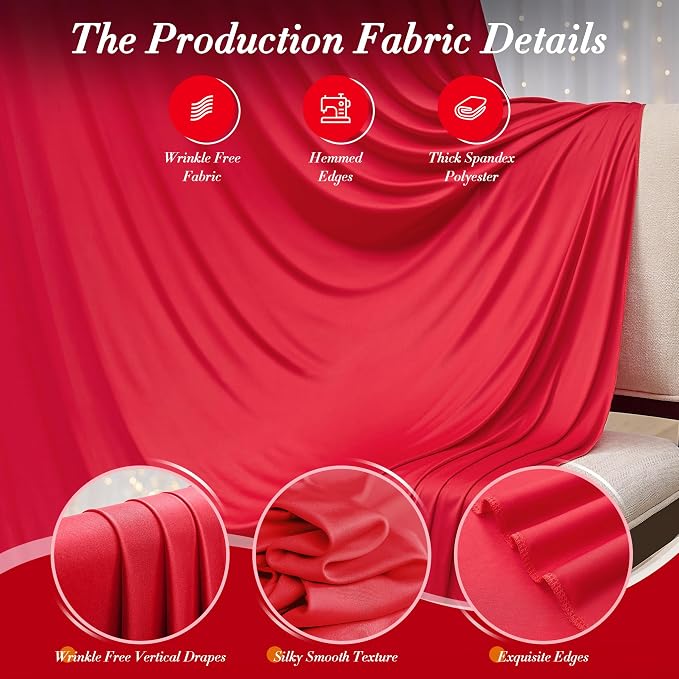 10ft x 8ft Wrinkle Free Red Backdrop Curtains - Image 7
