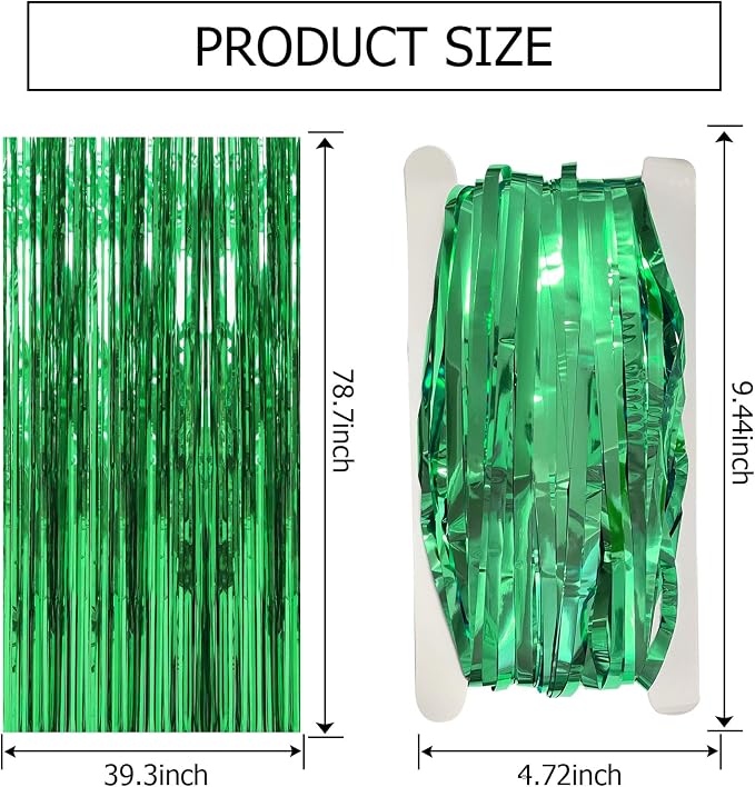 5 Pack Green Streamers Backdrop Jungle Party Decorations Foil Fringe Backdrop - Image 7