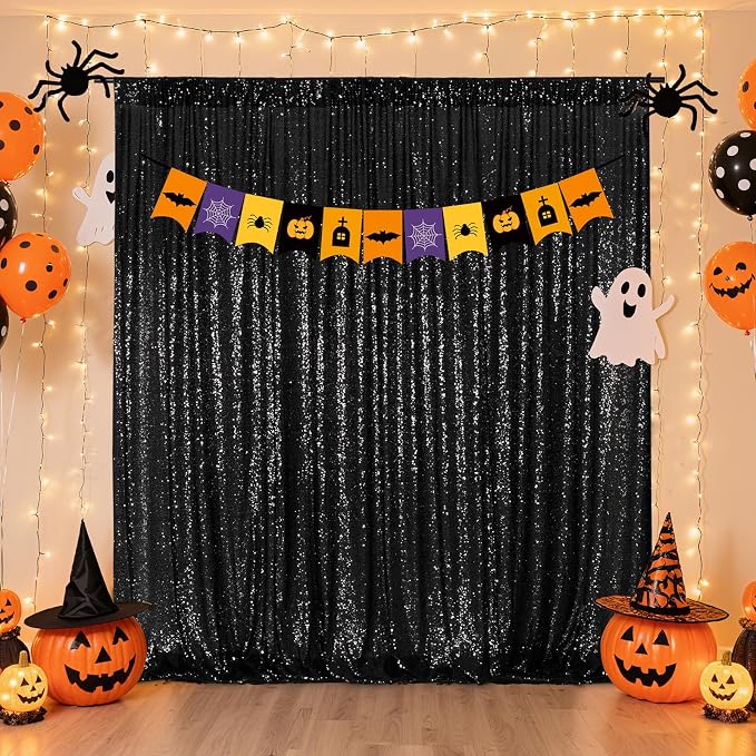 Poise3EHome 8FT x 8FT Black Sequin Backdrop Curtain Photography - Image 8