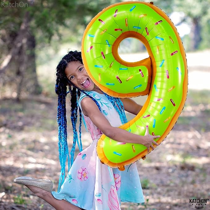 KatchOn Number 9 Donut Balloon 40 Inch | Foil 9 Birthday Balloon - Image 2