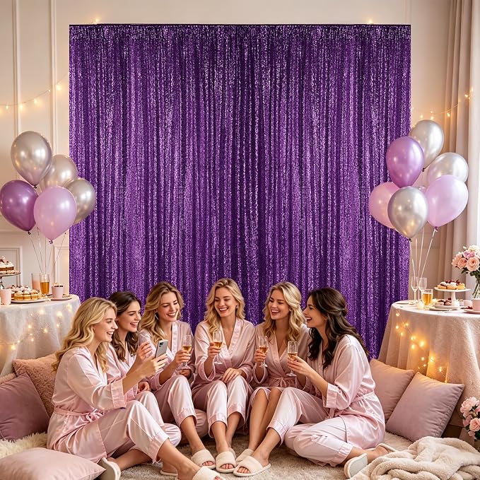 Hahuho Sequin Backdrop Curtain, Banquet Decoration（4 Panels, 2FT x 8FT - Image 5