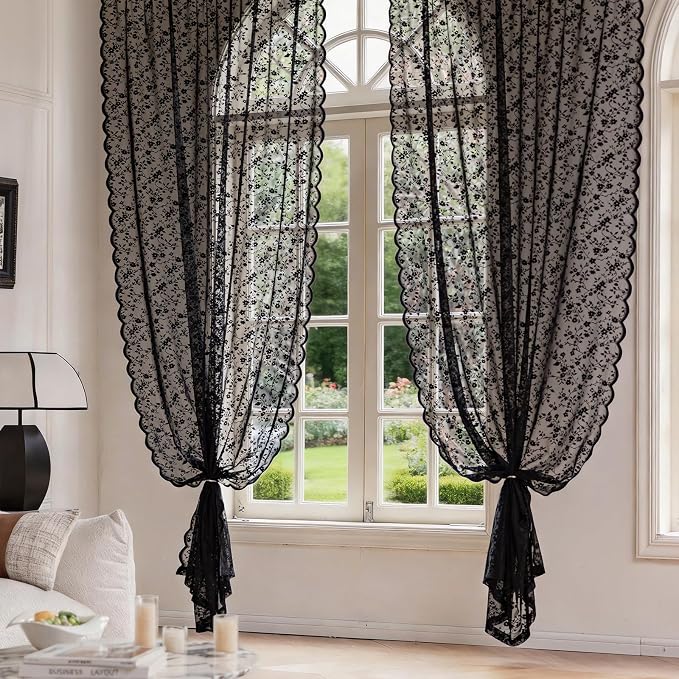 Anmao Vintage Lace Sheer Curtains 63 Inches Long - Image 6