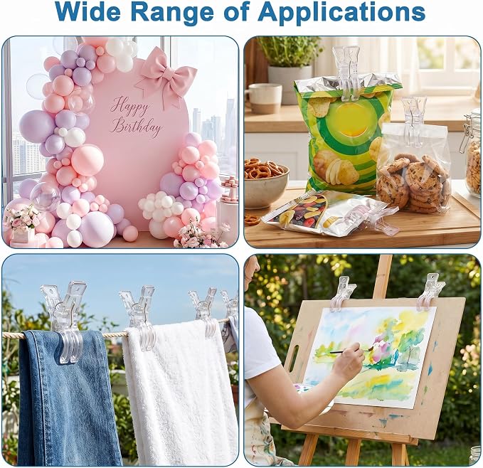 Putros 20 Pack Balloon Arch Clips 3.5 Inch Clear Spring Clamps - Image 7
