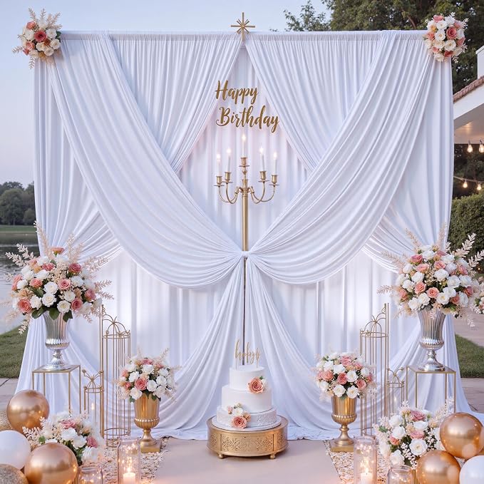 10 ft x 8 ft Wrinkle Free White Backdrop Curtain - Image 2