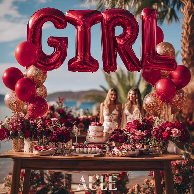 AULE 40 Inch Red R Balloon Letter Foil A-Z Birthday Big Alphabet | Birthday - Image 2