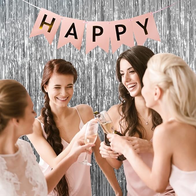 20 Pack Foil Curtain Backdrop Silver Metallic Tinsel Foil Fringe Curtains Photo - Image 5