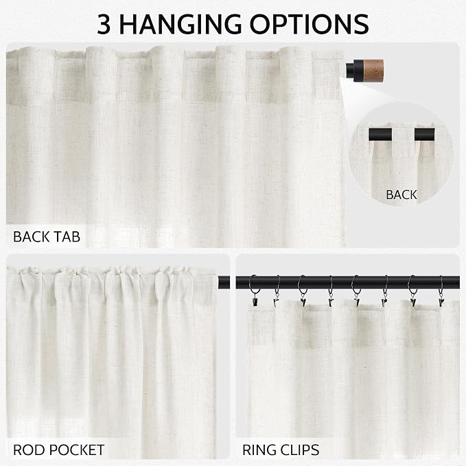 Neutral Linen Curtains 96 Inches Long - Image 2