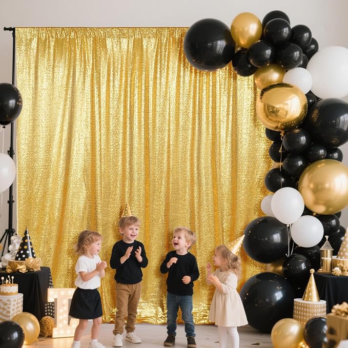 SquarePie 20x10ft Gold Sequin Backdrop, High Density Non-Transparent Glitter - Image 2