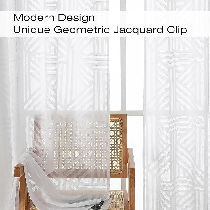 Simplebrand Sheer White Curtains 72 Inch Length 2 Panels - Image 3