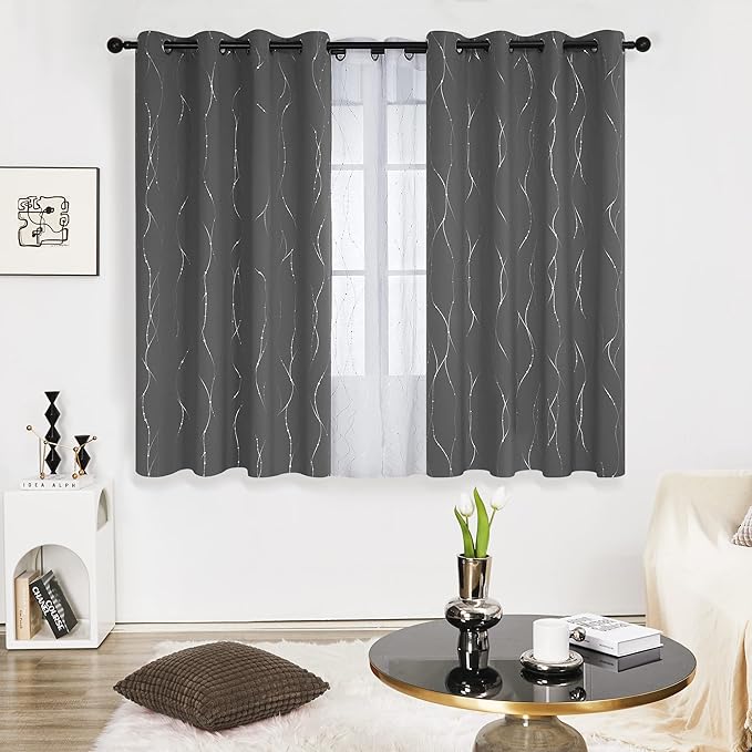 Deconovo Living Room Curtains 45 Inches Long, Thermal Insulated, Room Darkening - Image 2
