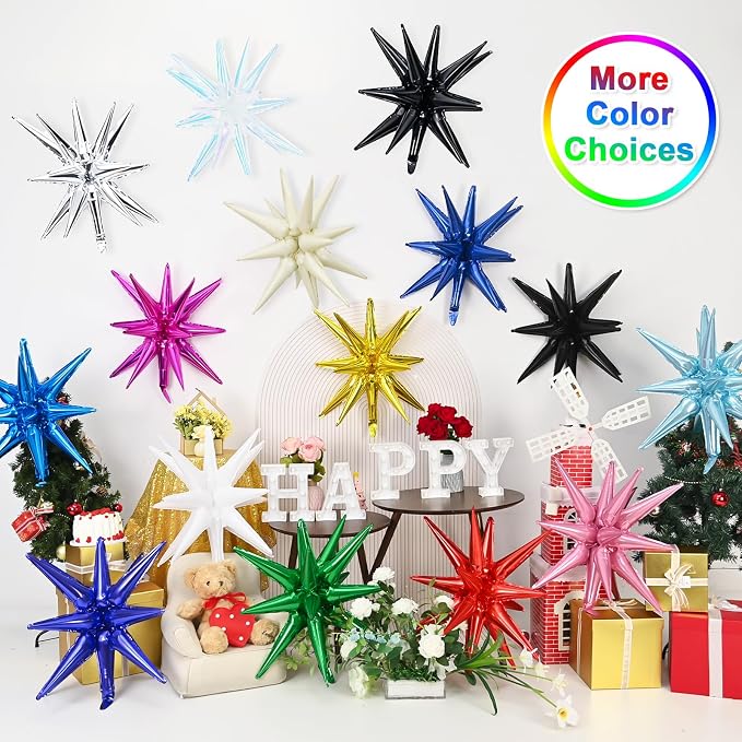 9Pcs Gold Star Balloons, Large Explosion Star Foil Balloons, Metallic Gold - Image 7