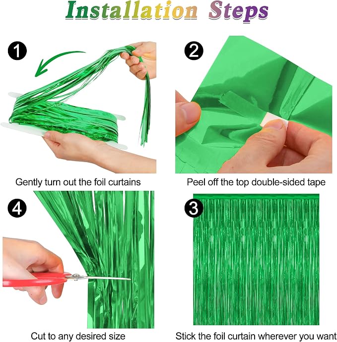 ZATAYE 8 Pack Green Christmas St Patricks Foil Curtain Streamer Decorations | - Image 3