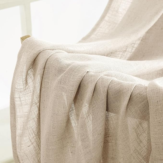 MIULEE Light Taupe Linen Curtains 52x90 Inch Long - Image 6