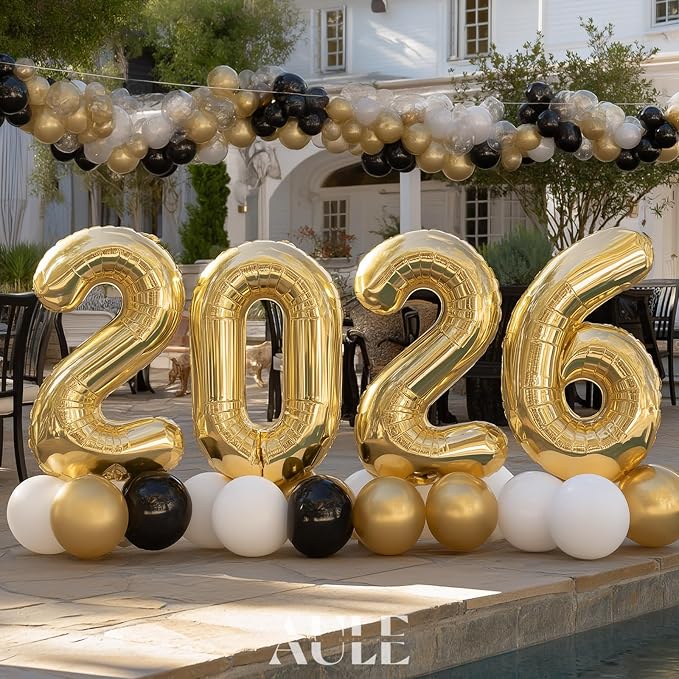 AULE 40 Inch Light Gold 6 Balloon Number Foil 0-9 Birthday Big Numbers | - Image 4
