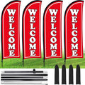 Buryeah 2 Sets Welcome Feather Flag Sign Kit 8 ft Welcome Banners Swooper Flag by Buryeah