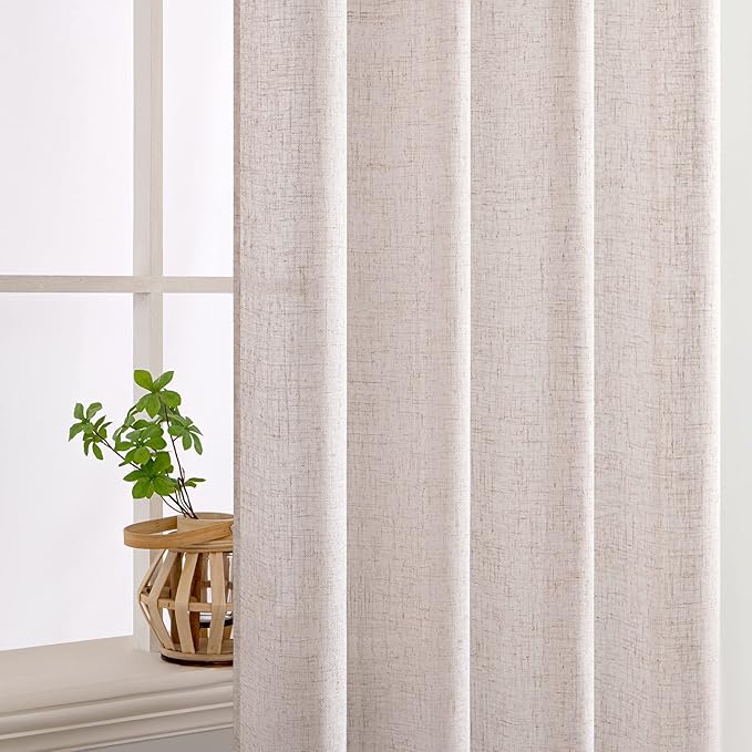 MIULEE Natural White Linen Curtains 52x45 Inch Length 2 Panels - Image 5