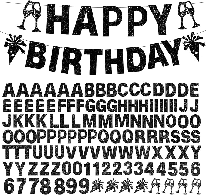 129Pcs DIY Letter Banners Glitter Customizable Banner Kit Custom Banner DIY by MFLUEEWR