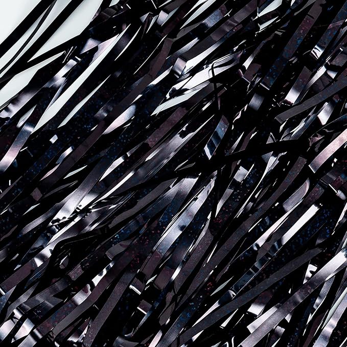 BRAVESHINE Black Foil Fringe Curtains | Metallic Tinsel Backdrop | 2 Pack | - Image 8
