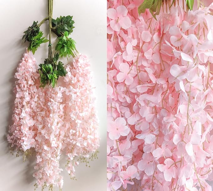Wisteria Hanging Flowers 12 Pack Artificial Flowers Fake Wisteria Vine Rattan - Image 2