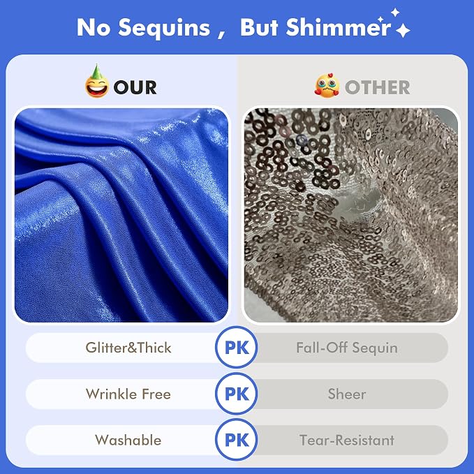10x10ft Shimmer Royal Blue Sequin Backdrop Curtain - Image 2