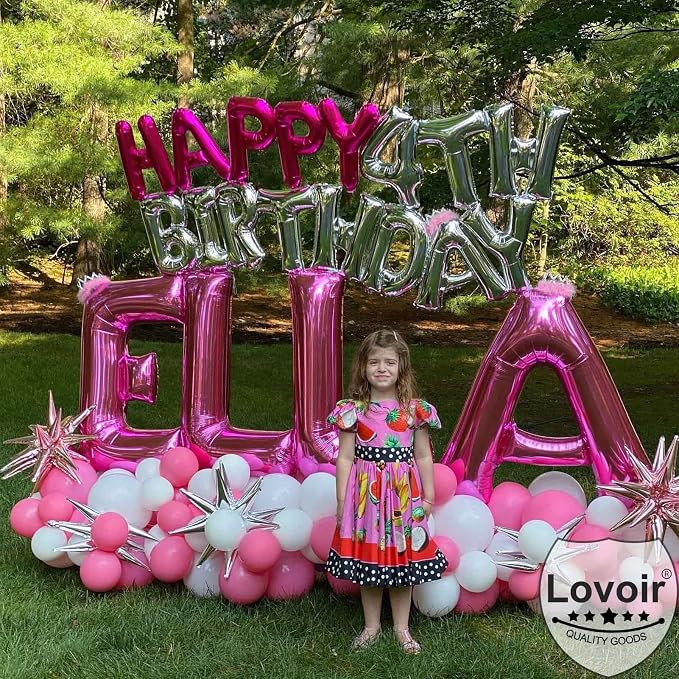 Lovoir 40 Inch Large Hot Pink Letter V Balloons Big Size Jumbo Mylar Foil - Image 4